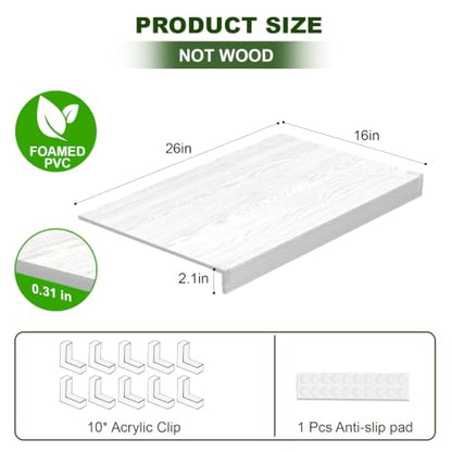 Wire Shelf Cover, PVC Wire Rack Covers for Pantry 26" W X 16" D - color: White, size: 26" W X 16" D