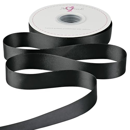 MAYREEL Black Satin Ribbon 1 Inch Double Faced 50 Yards - color: Black, size: 1 Inch