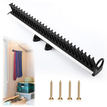 Maxdot 28 Hook Sliding Tie Rack Side Mount Organizer, 17.72 x 3.15 Inch
