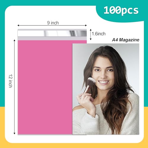 Poly Mailers 9x12 Inch, 100 Pack, Pink Shipping Bags, 2.4 Mil - color: Pink, size: 9x12 Inch 100 Pcs