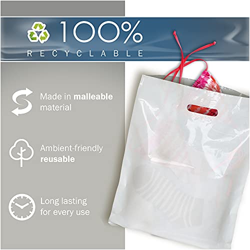 12x18 White Plastic Bags, Medium, Glossy Finish, 2 Mil Thick, 100 Pack