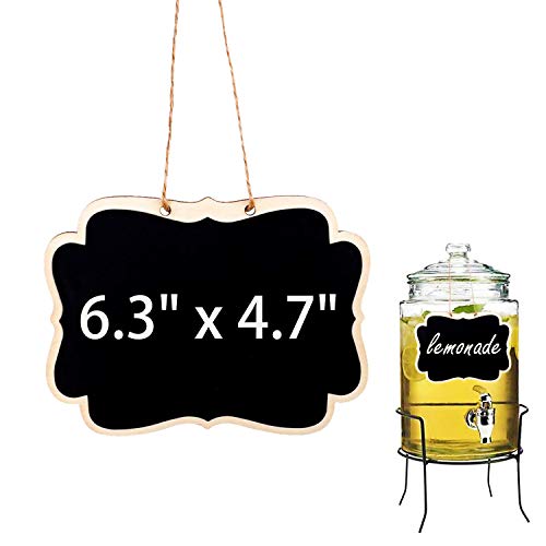 Hanging Chalkboard Signs 6.3''x4.7'' Wooden Reusable Smooth Surface Small Chalk Boards Double-Sided Little Labels for Food Pantry Beverage Baskets (Black, Pack of 6pcs)