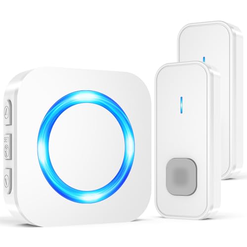 SURFOU Wireless Doorbell for Home, 2 Push Buttons & 1 Plug-in Receiver