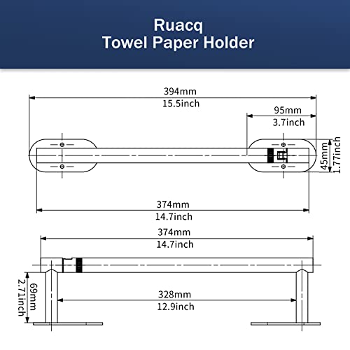 RUACQ Paper Towel Holder Under Cabinet, Stainless Steel, Silver - color: Sliver, size: Standard - Oval