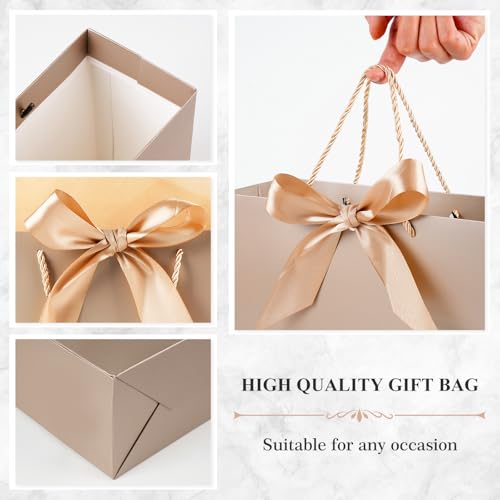 Mifferer Large Gift Bag, 1 Pcs Paper Gift Bag for Presents with 2 Wrappers and 1 Card, Gift Wrapping Bag with Handles for Women Men Birthday Wedding Party, 32 * 25 * 11 cm - color: Gray