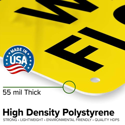 Caution Wet Floor Sign, 10x7 Inches, 55 mil thick HDPS (high density polystyrene), Made in USA by My Sign Center - size: 7x10 Polystyrene