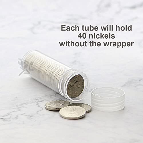 OnFireGuy 10pcs Coin Storage Tubes | Nickel Coin Tubes Round Clear Tubes with Screw-on Lid Made in USA by Edgar Marcus - size: Nickel