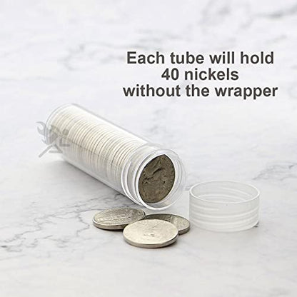 OnFireGuy 10pcs Coin Storage Tubes | Nickel Coin Tubes Round Clear Tubes with Screw-on Lid Made in USA by Edgar Marcus - size: Nickel