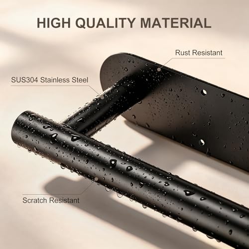 2‑Pack Paper Towel Holder Under Cabinet, Self Adhesive or Screw Mount - color: Black 2pc