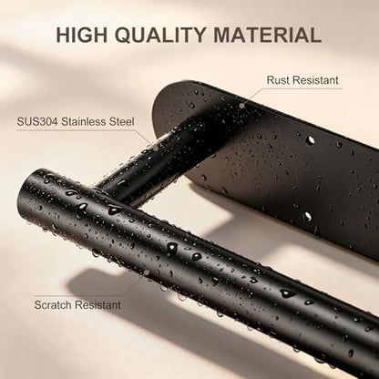 2‑Pack Paper Towel Holder Under Cabinet, Self Adhesive or Screw Mount - color: Black 2pc