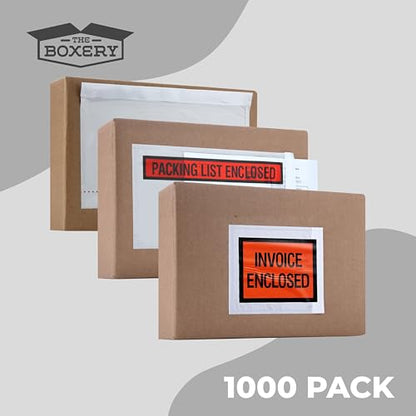 The Boxery 4 ½ x 5 ½” Clear Adhesive Backloading (Full Face) Packing List Enclosed Envelopes, Label Envelopes/Pouches/Shipping Label Sleeves (1000 Pack) - size: Packing List Full 4 1/2x5 1/2
