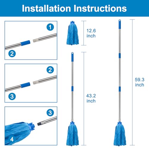 KeFanta Mop, Microfiber Cloth Mops for Floor Cleaning, 49" Long Handle