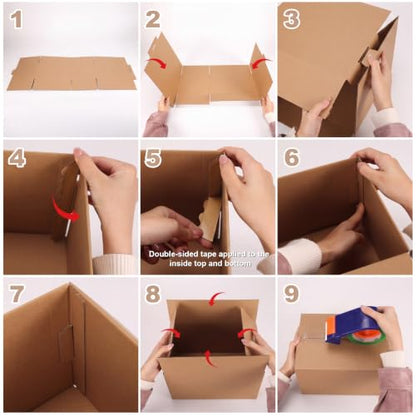 Hoikwo 12x12x3 Large Thin Brown Shipping Boxes Set of 15 - color: Brown, size: 12x12x3-15 Boxes
