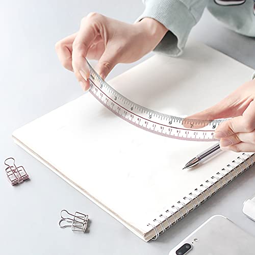Ruler 12 inch, Clear Plastic 12 inch Ruler, Apply to Rulers for Kids and Office Use Measuring Tools, Transparent Metric Straight with Inches and Centimeters, Ruler Set Pack of 2