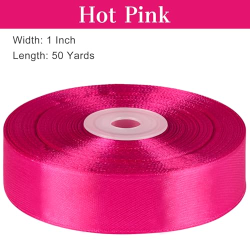 Hot Pink Satin Ribbon, 1 Inch, 50 Yards - color: hot pink