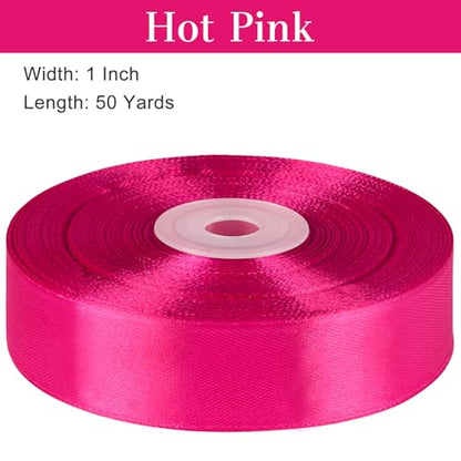 Hot Pink Satin Ribbon, 1 Inch, 50 Yards - color: hot pink