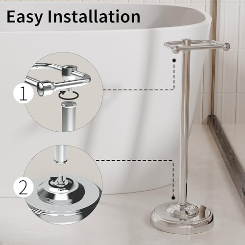 Toilet Paper Holder Stand, Toilet Paper Holder Free Standing,Post Pivoting Design & Stable Weighted Base SUS304 Stainless Steel for Bathroom (Chrome) - color: Chrome