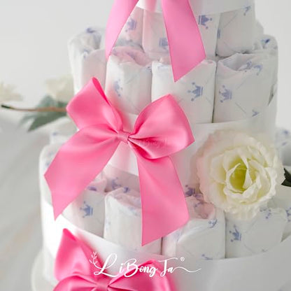 Pink 4.5 Inch Premade Twist Tie Small Gift Wrap Bows 24 Counts - color: Hot Pink