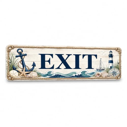 Exit Coastal Business Sign — Metal Door & Wayfinding Sign for stores - style: EXIT