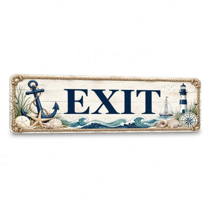 Exit Coastal Business Sign — Metal Door & Wayfinding Sign for stores - style: EXIT