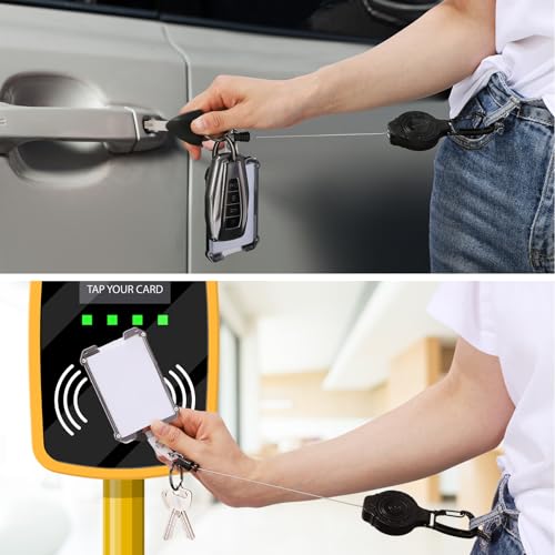 2 Pack Heavy Duty Retractable Badge Reel with ID Card Holder - style: 2 Set Heavy Duty Badge Holder