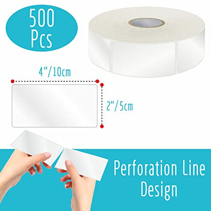 500 PCS Label Protector, Transparent Waterproof Clear Wafer Seal Stickers for Protecting Package Envelope Mail Barcodes, Numbers and Stickers Mega Bundle with Perforation Line in Roll (4 x 2 inch) - size: 4x2 inch-500