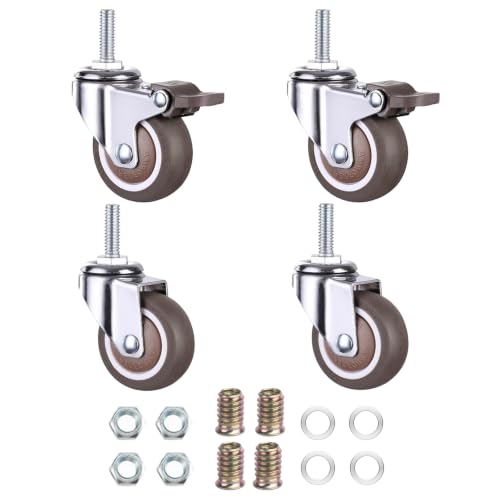 WANLIAN 2 Inch Caster Wheels, Metric M10x25mm Threaded Stem Casters Set 4 - style: 2 Inch