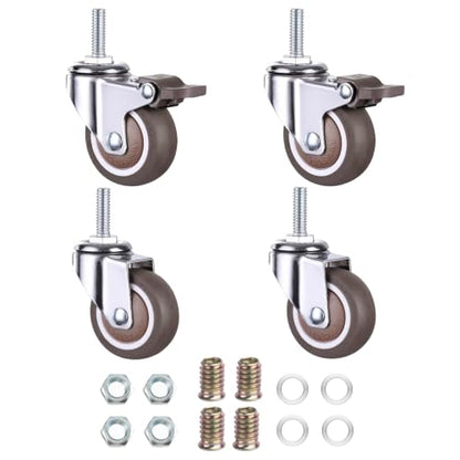 WANLIAN 2 Inch Caster Wheels, Metric M10x25mm Threaded Stem Casters Set 4 - style: 2 Inch