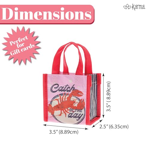 Karma Tiny Reusable Gift Bags, Tote Bag and Gift Bag with Handles, Perfect for Birthday Gifts and Party Bags RPET 1 Hedgehog - color: Holey Moley