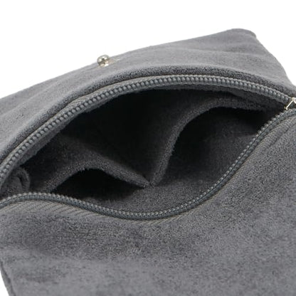 2pcs Zipper Small Velvet Jewelry Pouches,4"x4",Light Grey - color: Light Grey