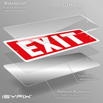 iSYFIX Exit Sign, 12x4 Inch, 6 Pack - color: Metal, size: 6 Pk 12x4