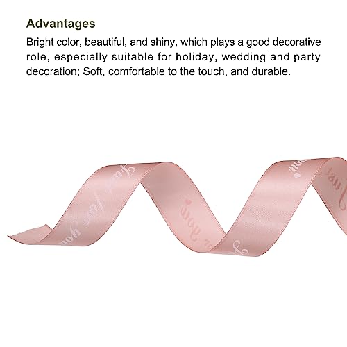 MECCANIXITY 1 Inch 50 Yard Wide Satin Ribbon Just for You Personalized Grosgrain Valentine Ribbon for Gift Wrapping Cake Box Bows, Dusty Rose - color: Dusty Rose,White