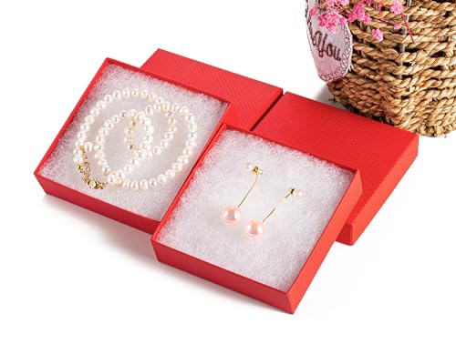 GEFTOL Jewelry Gift Boxes 20 Pack 3.5x3.5x1 Inch Cardboard Jewelry Boxes,Small Gift Boxes for Jewelry Earrings Necklaces Handmade Bangles Bracelets(Red) - color: Red, size: 3.5x3.5x1 Inch (Pack of 20)