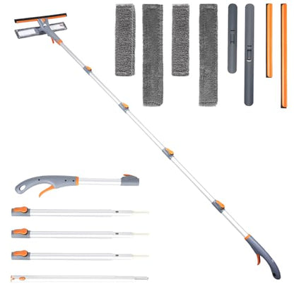 Eazer 76" Spray Window Washing Kit with Extension Pole & Streak-Free Pads - size: 76inch
