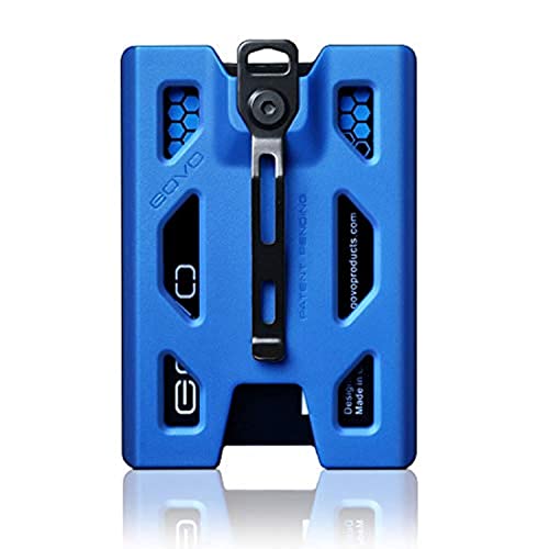 GOVO T4 Badge Holder/Wallet - Durable Polycarbonate ID/Credit Holder with Metal Clip and 4 Cards Slot (Holds 1 to 4 Cards) (Blue) - color: Blue