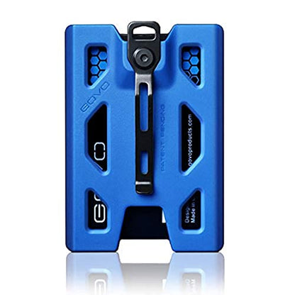 GOVO T4 Badge Holder/Wallet - Durable Polycarbonate ID/Credit Holder with Metal Clip and 4 Cards Slot (Holds 1 to 4 Cards) (Blue) - color: Blue