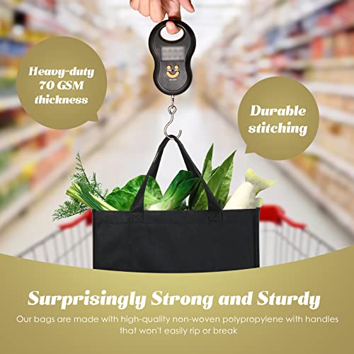 Reginary 50 Pcs Reusable Tote Bags Shopping Bags Non Woven, Black - color: Black