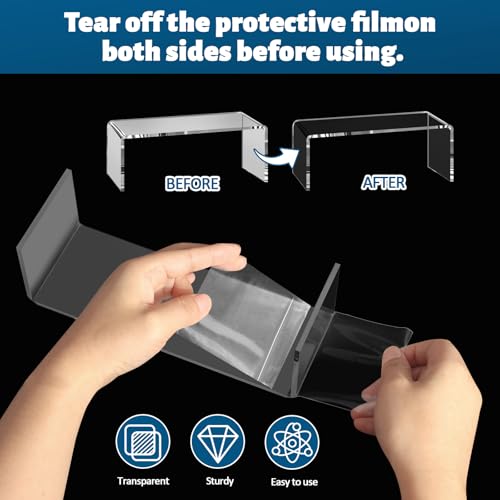 10 Pcs 2 Set Acrylic Risers 5 Sizes(7" L~9" L) Riser Display Shelf Cupcake Stand Display Cabinet Clear Rectangular Display Stands Set for Figures, Jewelry, Perfume, Dessert Table Display