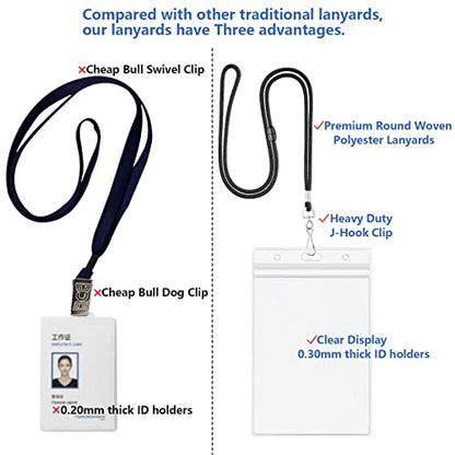 Breakaway Lanyards for Badge Holders 10 Pack with Vertical Card Holders - color: Breakaway Black, size: 10 Pack