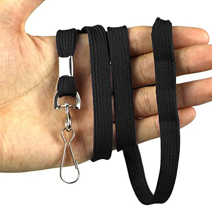 Beebel Lanyards 100 Pack Black Lanyards with Swivel Hook Clips for ID Name Badge Holder - color: Black, size: 100 Pack