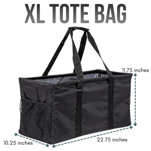 Extra Large Utility Tote Bag - Oversized Collapsible Beach Bag - Black - color: Black