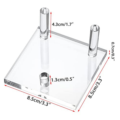 Hipiwe 4-Pack Clear Acrylic Display Stand, Three-Peg Large Rock Holder