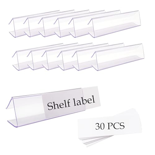 Shelf Label Holder 3"L x1"H 30Pcs Clip on 0.6"-0.8" Thick Shelves