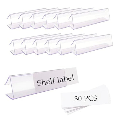 Shelf Label Holder 3"L x1"H 30Pcs Clip on 0.6"-0.8" Thick Shelves