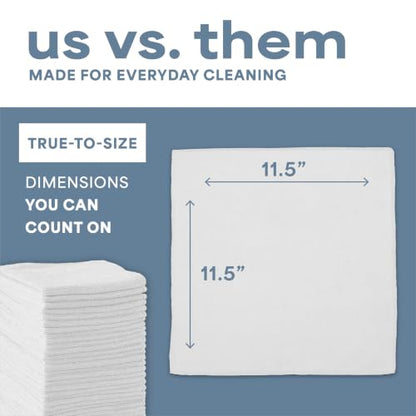 S&T INC. Microfiber Cleaning Cloth, 50 Pack, 11.5" x 11.5", White