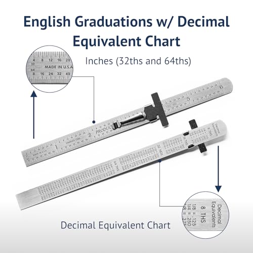 PEC Tools 6" Machinist Pocket Rule, Made in USA - color: Decimal Equivalent Chart, size: 1