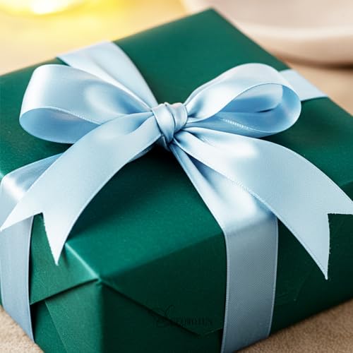 7/8in Polyester Sky Blue Satin Ribbon 50Yds Wedding Craft Gift Wrap - color: Sky Blue, size: 50 Yards