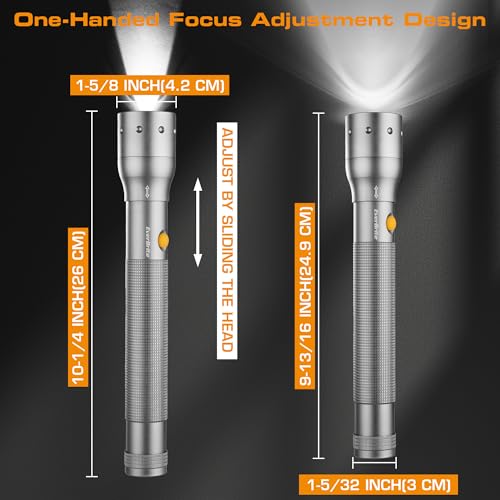 EverBrite Tactical Flashlight, 900 Lumen Zoomable, 3 Light Modes - color: Gray, size: Large