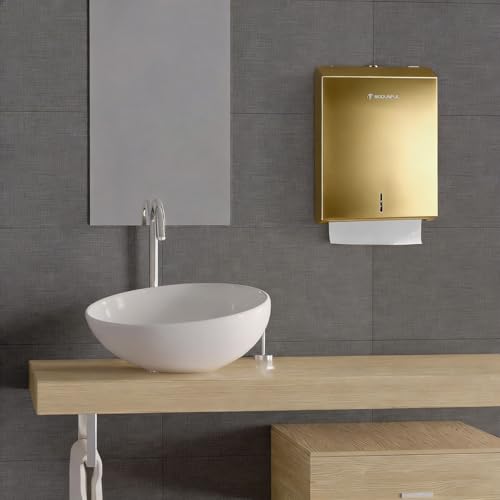 Commercial Paper Towel Dispenser Gold - Multifold Paper Towel Dispenser Wall Mount, High Capacity Stainless Steel Tissue Holder, Suitable for Bathrooms and Public Places - color: D-391 Gold