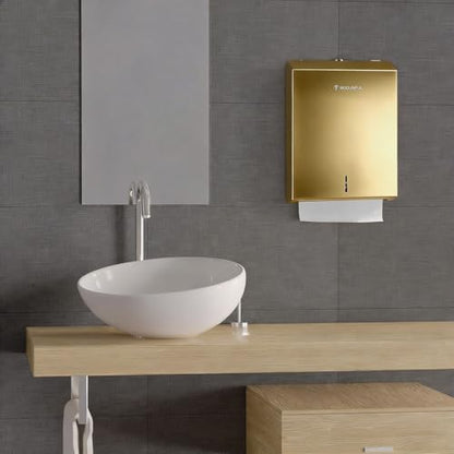 Commercial Paper Towel Dispenser Gold - Multifold Paper Towel Dispenser Wall Mount, High Capacity Stainless Steel Tissue Holder, Suitable for Bathrooms and Public Places - color: D-391 Gold